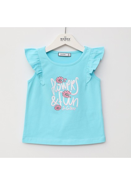 Kız Çocuk Kısa Kol Tişört - 32422 - Turkuaz
