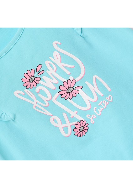 Kız Çocuk Kısa Kol Tişört - 32422 - Turkuaz fiyatları
