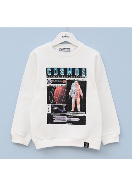 Erkek Çocuk Astronot Baskılı Uzun Kol Şardonlu Sweat - 15521 - Hardal
