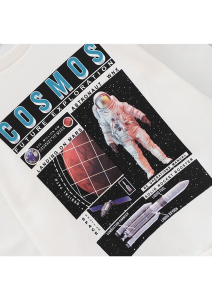 Erkek Çocuk Astronot Baskılı Uzun Kol Şardonlu Sweat - 15521 - Hardal fiyatları