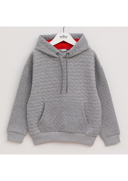 Erkek Çocuk Kapüşonlu Kanguru Cep Sweatshirt - 16099 - Antrasit