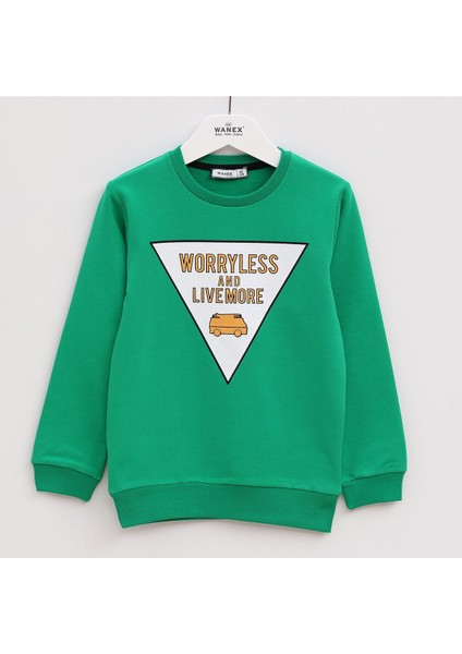 Erkek Çocuk Uzun Kol Şardonlu Sweat - 15516 - Yeşil