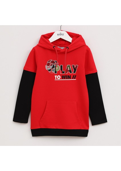 Erkek Çocuk Uzun Kol Sweatshirt - 16169 - Kırmızı