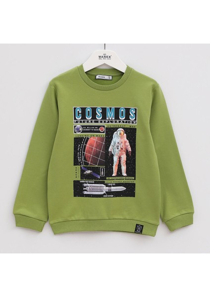 Erkek Çocuk Astronot Baskılı Uzun Kol Şardonlu Sweat - 15521 - Hardal