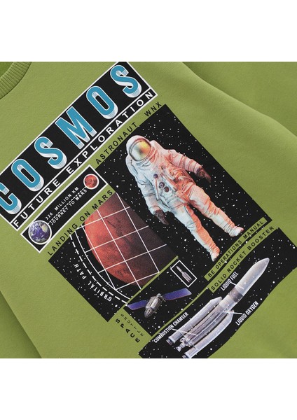 Erkek Çocuk Astronot Baskılı Uzun Kol Şardonlu Sweat - 15521 - Hardal fiyatları
