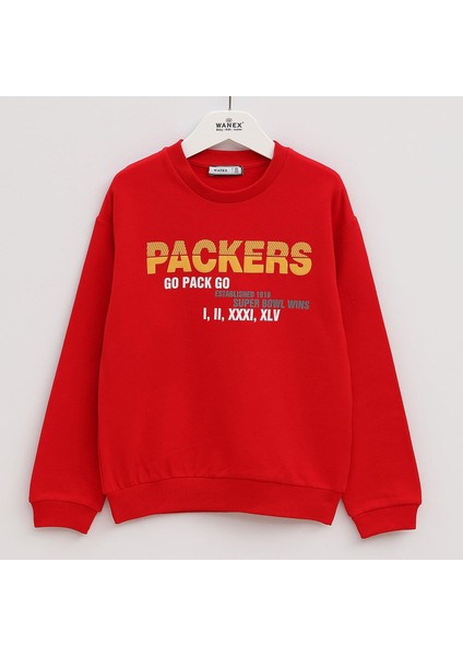 Erkek Çocuk Şardonlu Uzun Kol Sweat - 15553 - Elma Yeşili