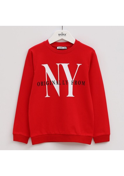 Erkek Çocuk Uzun Kol Sweat - 15535 - Kırmızı
