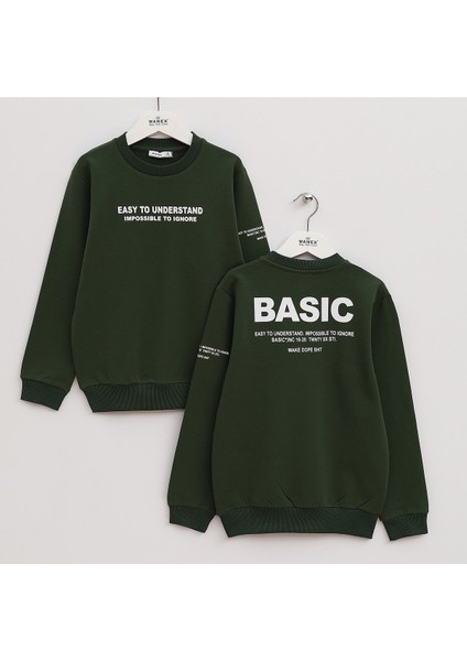 Erkek Çocuk Şardonlu Uzun Kol Sweat - 16207 - Haki