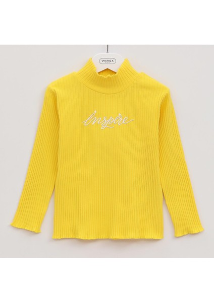 Kız Çocuk Uzun Kol Boğazlı Sweat - 32123 - Sarı
