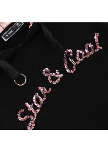 Kız Çocuk Uzun Kol Kapüşonlu Sweatshirt - 31578 - Siyah modelleri