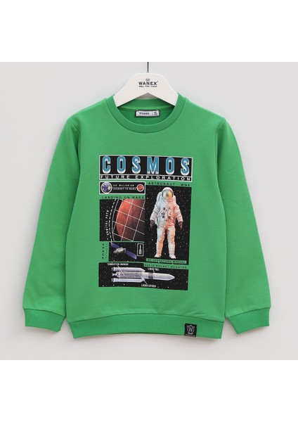 Erkek Çocuk Astronot Baskılı Uzun Kol Şardonlu Sweat - 15521 - Hardal