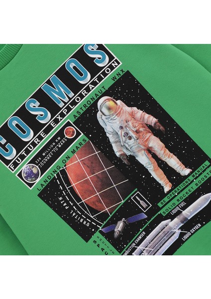 Erkek Çocuk Astronot Baskılı Uzun Kol Şardonlu Sweat - 15521 - Hardal
