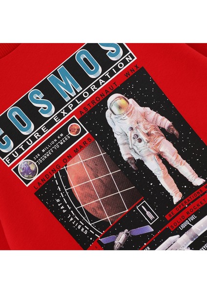 Erkek Çocuk Astronot Baskılı Uzun Kol Şardonlu Sweat - 15521 - Hardal fiyatları