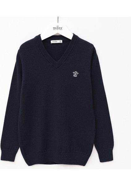 Erkek Çocuk Uzun Kol V Yaka Sweat - 10516 - Lacivert