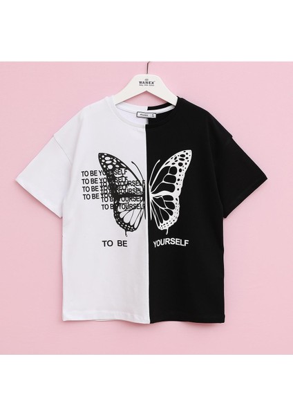 Kız Çocuk Kısa Kol Tişört - 32413 - Siyah