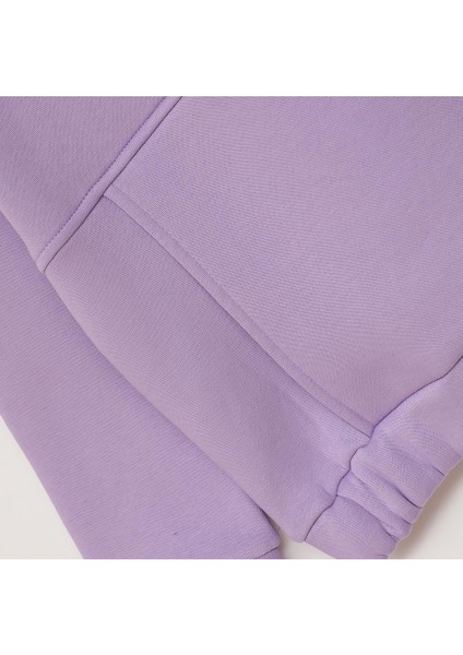 Kız Çocuk Kapüşonlu Tek Üst Şardonlu Sweatshirt - 25116-1 - Lila