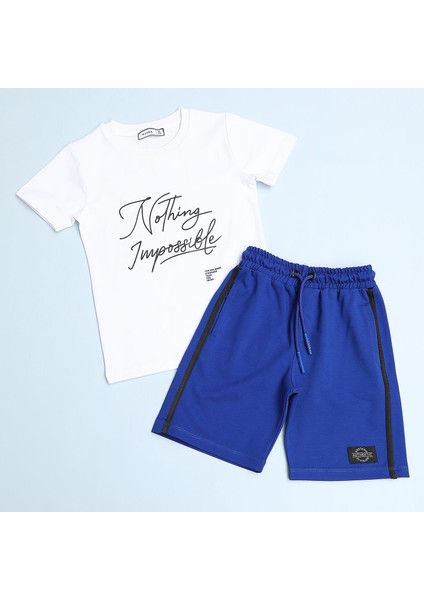 Erkek Çocuk Tek Tişört - 11569 - Beyaz - Saks