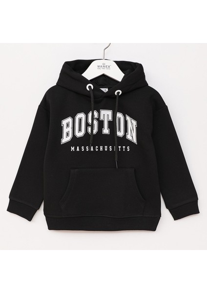 Erkek Çocuk Şardonlu Uzun Kol Sweatshirt - 16691 - Siyah