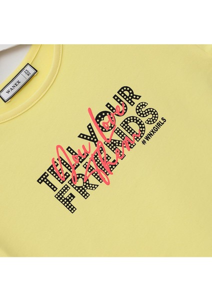 Kız Çocuk Kısa Kol Baskılı Tişört - 32421 - Pudra fiyatları