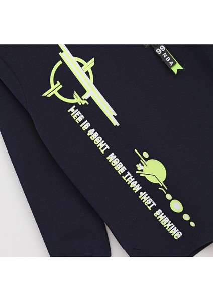 Erkek Çocuk Kapüşonlu Mevsimlik Sweatshirt - 15767 - Siyah