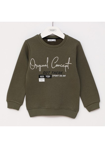 Erkek Çocuk Şardonlu Uzun Kol Sweat - 16514 - Haki