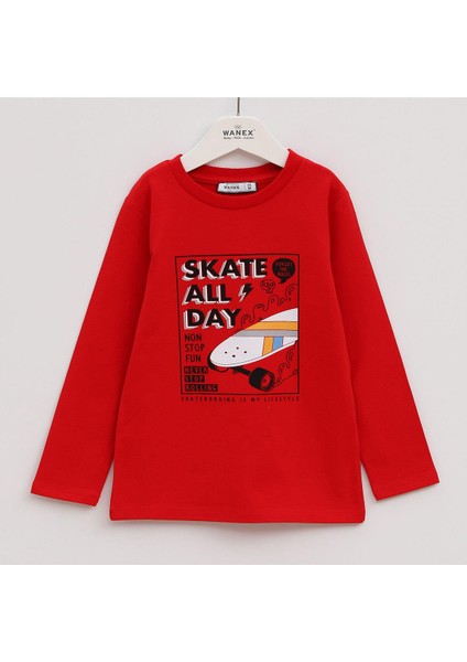 Erkek Çocuk Uzun Kol Sweat - 15583 - Kırmızı