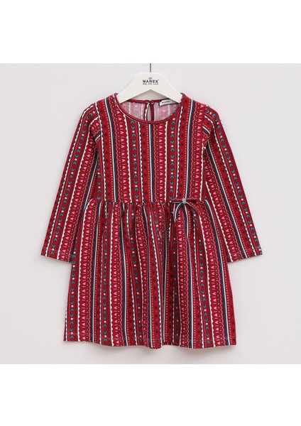 Kız Çocuk Uzun Kol Elbise - 42041 - Bordo