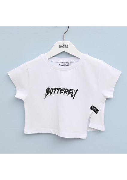Kız Çocuk Kısa Kol Tişört - 32408 - Beyaz