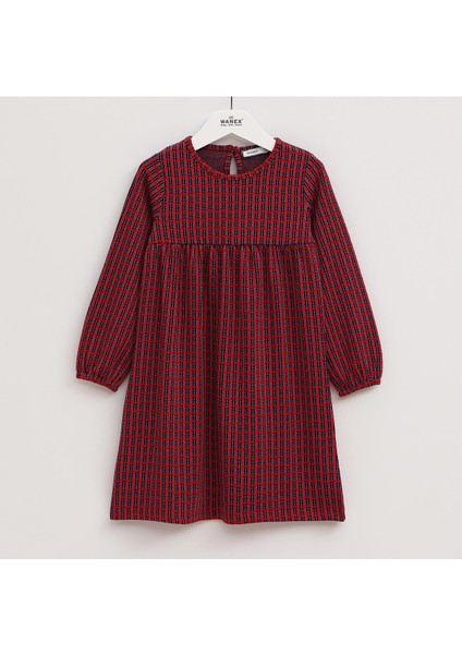 Kız Çocuk Uzun Kol Elbise - 42295 - Bordo