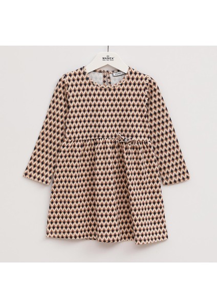 Kız Çocuk Uzun Kol Elbise - 42274 - Kahverengi