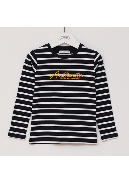Erkek Çocuk Uzun Kol Sweatshirt - 16405 - Lacivert - Beyaz