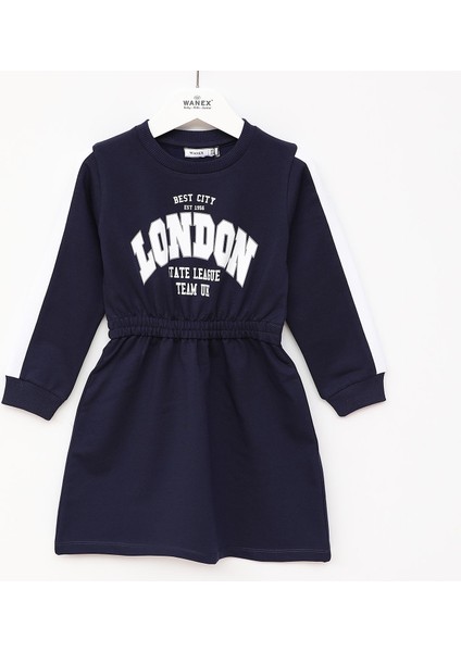 Kız Çocuk Uzun Kol Elbise - 42458 - Lacivert