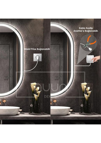 Dokunmatik Ledli Oval Banyo Aynası (Dimmer Özellikli)