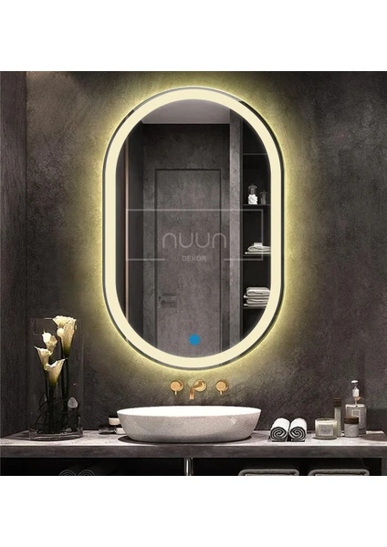 Nuun Dekor Dokunmatik Ledli Oval Banyo Aynası (Dimmer Özellikli)