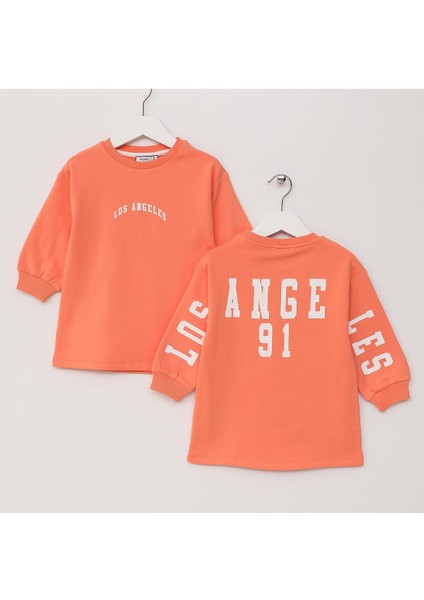 Kız Çocuk Uzun Kol Şardonlu Sweashirt - 42455 - Vanilya