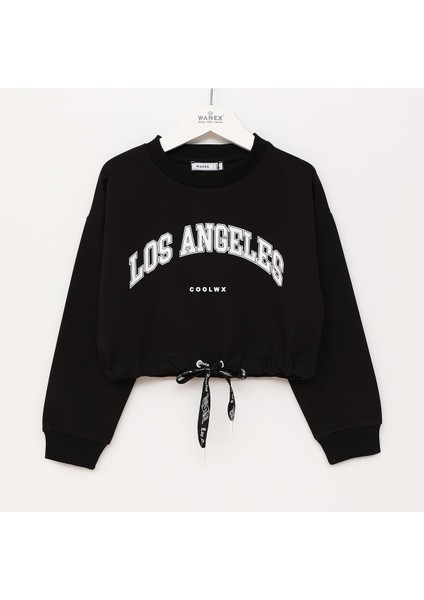 Kız Çocuk Bisiklet Yaka Sweat - 32391 - Siyah