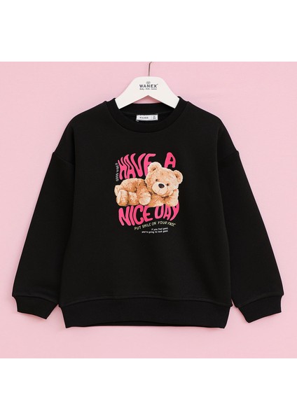 Kız Çocuk Uzun Kol Sweat - 32368 - Siyah