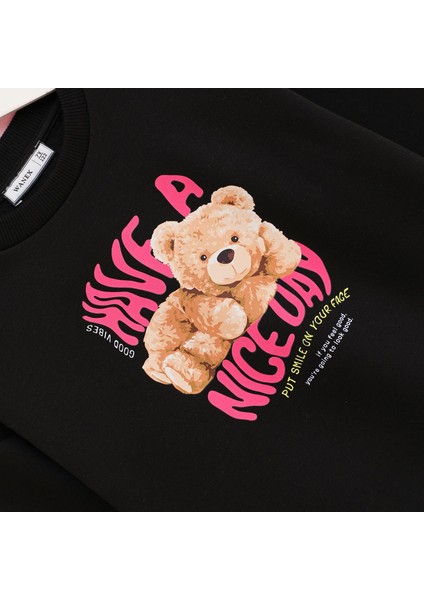 Kız Çocuk Uzun Kol Sweat - 32368 - Siyah