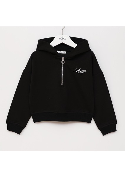 Kız Çocuk Uzun Kol Kapüşonlu Sweatshirt - 32402 - Kırmızı
