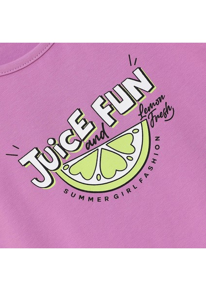 Kız Çocuk Kısa Kol Tişört - 32424 - Mor fiyatları
