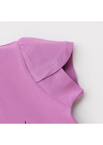 Kız Çocuk Kısa Kol Tişört - 32424 - Mor modelleri