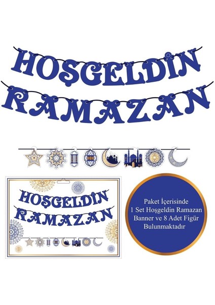 Parti Sürprizi Hoş Geldin Ramazan Cami Hilal Dekoratif Banner Set