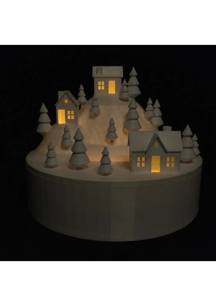 Dorden 3D Minimalist Kış Köyü Yılbaşı Temalı Dekoratif Tealight Mumluk