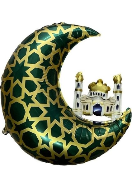 Yeşil Cami ve Hilal Şekilli Folyo Balon 1 Adet