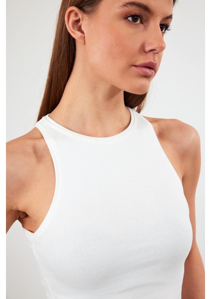 Kadın Sandra Fildişi Halter Top Crop Atlet