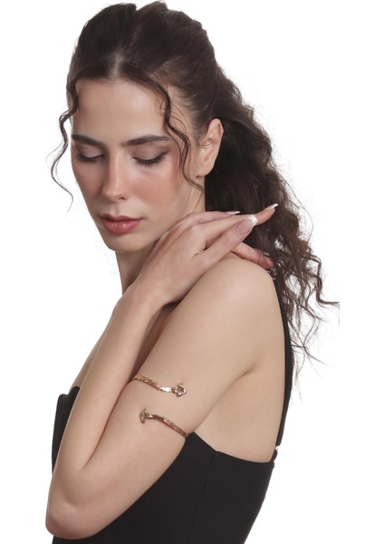Kadın Dolama Model Burgulu Çiçek Figürlü Ayarlanabilir Açık Band El Yapımı Bakır Üst Kol Aksesuarı modelleri