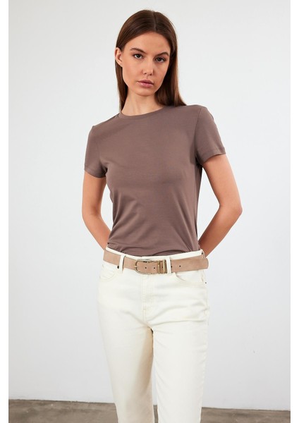 Kadın Rachel Vizon Bisiklet Yaka Slim Fit Basic Tişört fiyatları