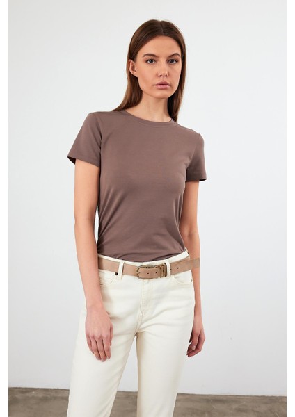 Kadın Rachel Vizon Bisiklet Yaka Slim Fit Basic Tişört modelleri