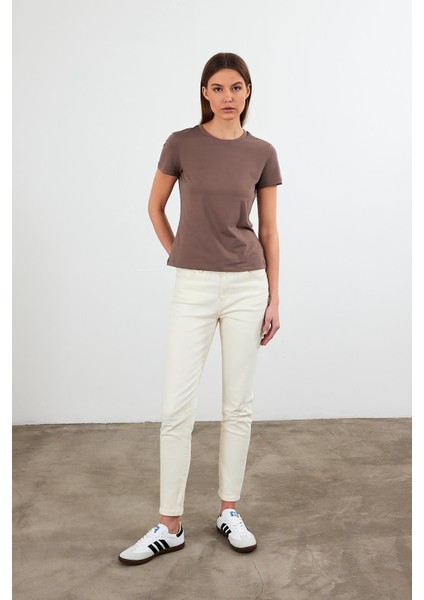 Kadın Rachel Vizon Bisiklet Yaka Slim Fit Basic Tişört fırsatları