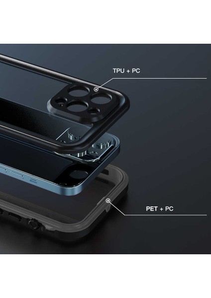 iPhone 13 Pro Kılıf Su ve Toz Geçirmez 360° Tam Koruma Shockproof Kapak